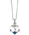 Effy Collection Effy Balissima Blue Topaz Anchor Pendant Necklace (7/8 Ct. T.w.) In Sterling Silver And 18k Gold In Silver
