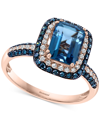 Effy Collection Effy London Blue Topaz (2-1/5 Ct. T.w.) & Diamond (1/2 Ct. T.w.) Statement Ring In 14k Rose Gold In Gold