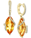 Effy Collection Sunset By Effy Citrine & Diamond Drop Earrings In 14k Gold (also Available In Pink Amethyst, Green A In Orange