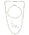 Effy Collection Effy 3-pc. Set Cultured Freshwater Pearl (6-1/2 Mm) Collar Necklace, Bracelet, & Stud Earrings. In Silver