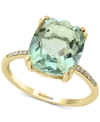Effy Collection Effy Green Quartz (4 1/3 Ct. T.w.) & Diamond Accent Ring In 14k Yellow Gold (also Available In Smoky In Green