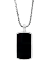 EFFY COLLECTION EFFY MEN'S BLACK AGATE DOG TAG 22" PENDANT NECKLACE IN STERLING SILVER