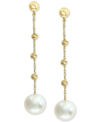 Effy Collection Effy Cultured Freshwater Pearl (8mm) Beaded Drop Earrings In 14k Gold In Gold