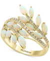 Effy Collection Effy Opal (1-1/3 Ct. T.w.) & Diamond (1/5 Ct. T.w.) Ring In 14k Gold In Blue