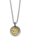 EFFY COLLECTION EFFY MEN'S TWO-TONE LION'S HEAD 22" PENDANT NECKLACE IN STERLING SILVER AND 18K GOLD-PLATE