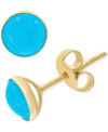 Effy Collection Effy Turquoise (6-1/2mm) Stud Earrings In 14k Gold In Gold