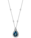 Effy Collection Effy London Blue Topaz (7-7/8 Ct. T.w.) & Diamond (7/8 Ct. T.w.) 18" Pendant Necklace In 14k White G In Blue