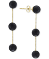 Effy Collection Effy Onyx (6mm) Triple Drop Earrings In 14k Gold In Black