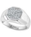 Effy Collection Effy Men's White Sapphire Octagon Cluster Ring (1/2 Ct. T.w.) In Sterling Silver In Silver