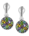 Effy Collection Effy Multi-gemstone Cluster Drop Earrings (3-7/8 Ct. T.w.) In Sterling Silver In Silver