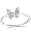 Effy Collection Effy Diamond Butterfly Ring (1/10 Ct. T.w.) In Sterling Silver Or 14k Gold-plated Sterling Silver In Silver