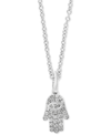 Effy Collection Effy Diamond Pave Hamsa Hand 18" Pendant Necklace (1/10 Ct. T.w.) In Sterling Silver Or 14k Gold-pla In Silver