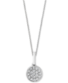 Effy Collection Effy Diamond Pave Cluster 18" Pendant Necklace (1/10 Ct. T.w.) In Sterling Silver Or 14k Gold-plated In Silver