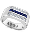 Effy Collection Effy Men's Blue Sapphire (7/8 Ct. T.w.) & White Sapphire (1-1/4 Ct. T.w.) Ring In Sterling Silver In Blue
