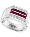 EFFY COLLECTION EFFY MEN'S RUBY (1 CT. T.W.) & WHITE SAPPHIRE (1-1/4 CT. T.W.) RING IN STERLING SILVER