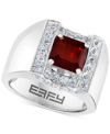 Effy Collection Effy Men's Rhodolite Garnet (3 Ct. T.w.) & White Sapphire (1-3/8 Ct. T.w.) Ring In Sterling Silver In Red
