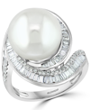Effy Collection Effy Cultured Freshwater Pearl (12-1/2mm) & Diamond (3/4 Ct. T.w.) Ring In 14k White Gold (also Avai In White