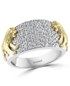 Effy Collection Effy Men's White Sapphire Lion Ring (1-3/8 Ct. T.w.) In Sterling Silver & 14k Gold-plate In Silver