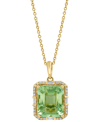 Effy Collection Effy Green Quartz (5-1/3 Ct. T.w.) & Diamond (1/5 Ct. T.w.) 18" Pendant Necklace In 14k Gold In Green Amethyst