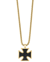 EFFY COLLECTION EFFY MEN'S BLACK SPINEL 22" CROSS PENDANT NECKLACE IN 14K GOLD-PLATED STERLING SILVER