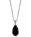 Effy Collection Effy Onyx Elongated Teardrop 18" Pendant Necklace In Sterling Silver & 18k Gold In Silver