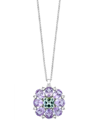 EFFY COLLECTION EFFY PINK AMETHYST (14 CT. T.W.) & GREEN QUARTZ (5-1/2 CT. T.W.) FLOWER 18" PENDANT NECKLACE IN STER