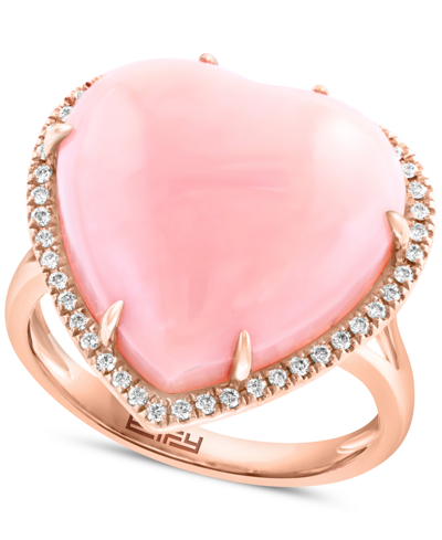 Effy Collection Effy Pink Opal (10-9/10 Ct. T.w.) & Diamond (1/5 Ct. T.w.) Heart Ring In 14k Rose Gold