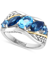 Effy Collection Effy Blue Topaz (3 Ct. T.w.) Ring In Sterling Silver & 18k Gold-plate In Blue