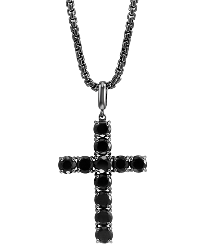 Effy Collection Effy Men's Black Spinel 22" Pendant Necklace In Black Rhodium-plated Sterling Silver
