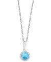 Effy Collection Effy Blue Topaz Rope-framed 18" Pendant Necklace (5/8 Ct. T.w.) In Sterling Silver In Blue