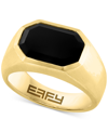 Effy Collection Effy Men's Onyx Ring In 14k Gold-plated Sterling Silver In Gold