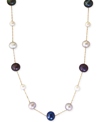 Effy Collection Effy Multi-color Cultured Freshwater Pearl Station Necklace In 14k Gold (6mm) In Gold