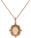 Effy Collection Diamond (1/6 C.t. T.w.) And Opal (5/8 C.t. T.w.) Pendant In 14k Rose Gold In Blue
