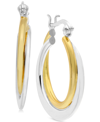 ESSENTIALS SMALL TWO-TONE POLISHED DOUBLE SMALL HOOP EARRINGS'S IN GOLD- AND SILVER-PLATE