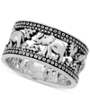 Essentials Elephant Band Ring In Silver