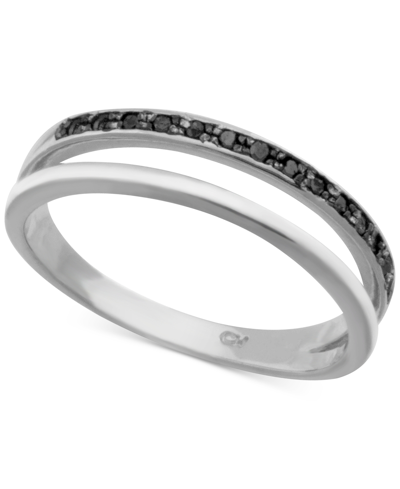 Macy's Diamond Split Shank Band (1/10 Ct. T.w.) In Sterling Silver
