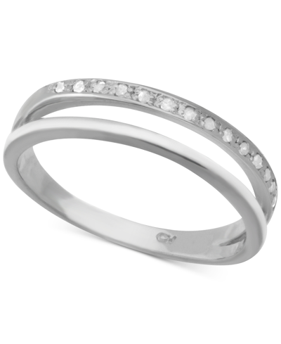 Macy's Diamond Split Shank Band (1/10 Ct. T.w.) In Sterling Silver