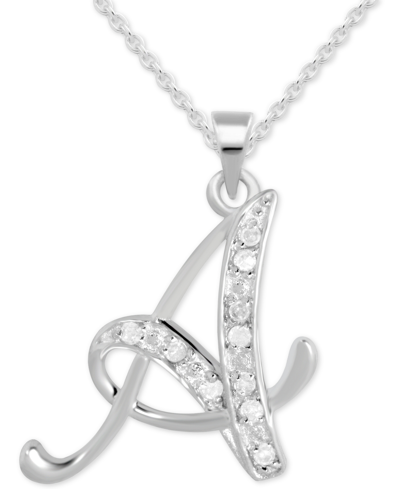 Macy's Diamond A Initial 18" Pendant Necklace (1/10 Ct. T.w.) In Sterling Silver