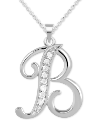 Macy's Diamond B Initial 18" Pendant Necklace (1/10 Ct. T.w.) In Sterling Silver