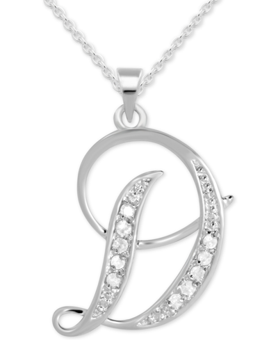 Macy's Diamond D Initial 18" Pendant Necklace (1/10 Ct. T.w.) In Sterling Silver