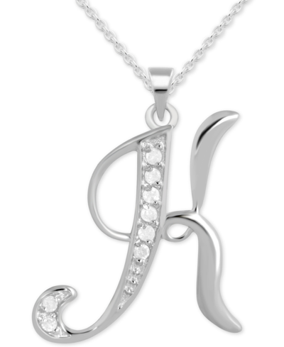 Macy's Diamond K Initial 18" Pendant Necklace (1/10 Ct. T.w.) In Sterling Silver