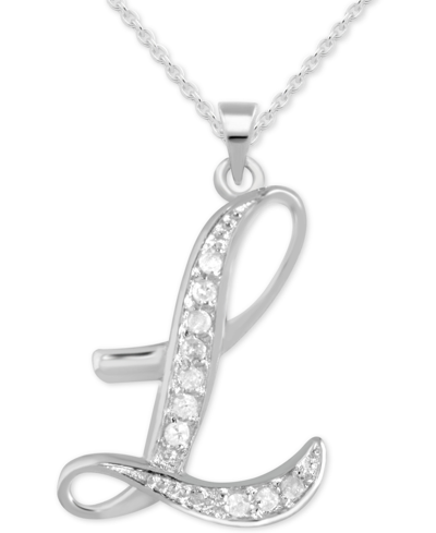 Macy's Diamond L Initial 18" Pendant Necklace (1/10 Ct. T.w.) In Sterling Silver