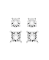 Macy's Diamond Round And Square Stud Earring Set ( 1/6 Ct. T.w.) In Sterling Silver In Silver