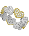 Essentials And Now This Cubic Zirconia Heart Ring In Silver- And Gold-plate In Yellow