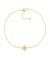 MACY'S DIAMOND ACCENT FLOWER ANKLET IN 14K GOLD-PLATED STERLING SILVER , 9" + 1" EXTENDER