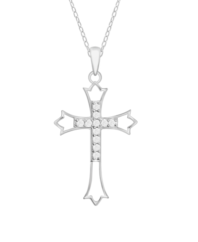 Macy's Diamond Cross Pendant Necklace (1/10 Ct. T.w.) In Sterling Silver
