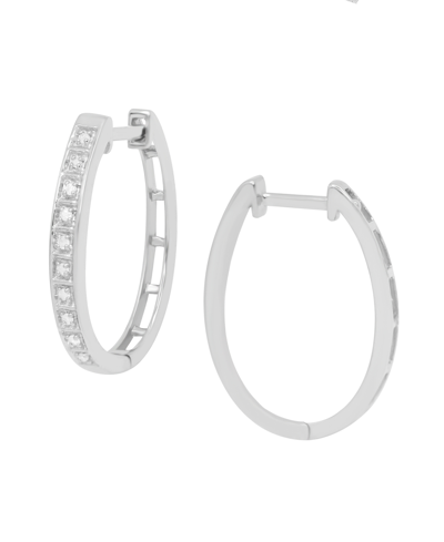 Macy's Diamond Oval Hoop Earrings (1/10 Ct. T.w.) In Sterling Silver
