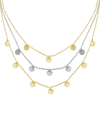 Essentials And Now This Triple Row Chain 16+2in Necklace With Disc Drops In Gold Plate Or Two Tone Silver Plate In Yellow