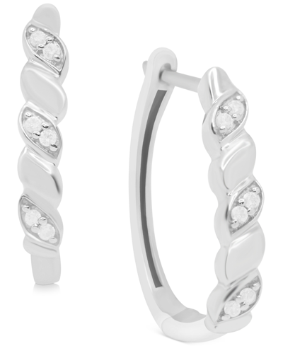 Macy's Diamond Swirl Hoop Earrings (1/10 Ct. T.w.) In Sterling Silver