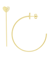 ESSENTIALS AND NOW THIS HIGH POLISHED CUBIC ZIRCONIA PAVE HEART C HOOP EARRING, GOLD PLATE